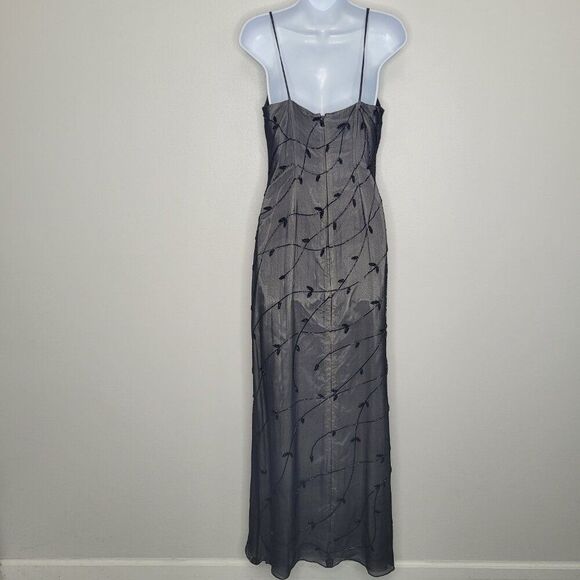 Vintage 90s y2k black silk beaded vine long prom homecoming witchy dress size 12 - Picture 3 of 8